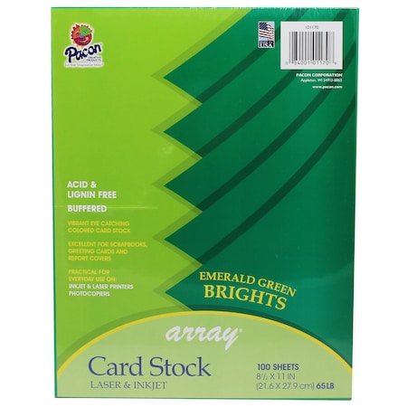 Pacon Card Stock, Emerald Green, 8.5" x 11", PK100 101170